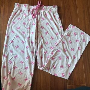 Pink Bow Pattern Pajama Pants